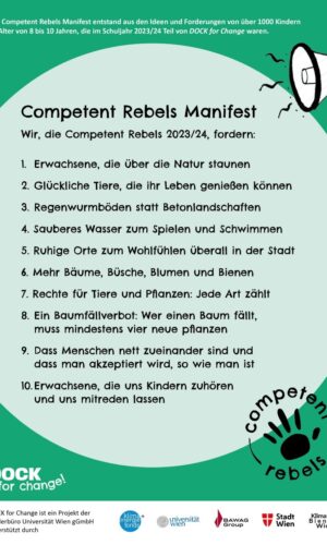 Das Manifest ist das Ergebnis der Forderungen der Kinder, die am DOCK for Change Projekt teilgenommen haben.